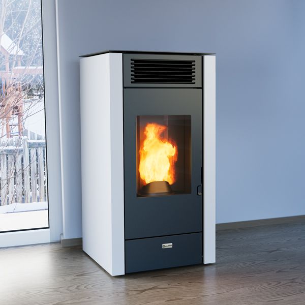 Estufa de pellet 12kW blanco Stove Canadian