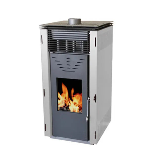 Estufa de pellet sin corriente eléctrica ventilada Cero Rem 10 kW Blanca