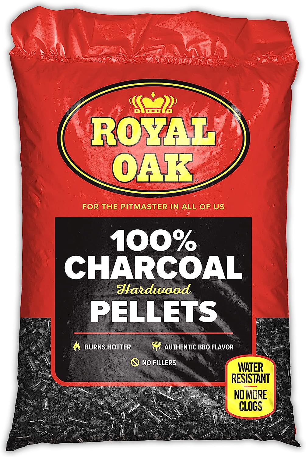 Royal Oak Gránulos de madera dura 100 % carbón para un sabor real de barbacoa, asar a la parrilla y ahumar, alto calor, resistente al agua, fácil de limpiar, bolsa de 30 libras